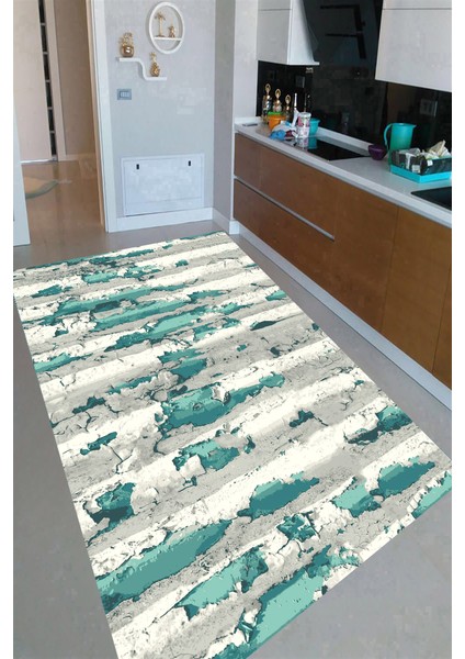 Kaymaz Dot Taban Yıkanabilir Dijital Baskı Dökülen Boyalar Desenli Mutfak Halısı 100 x 600