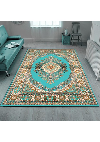 Kaymaz Dot Taban Yıkanabilir Dijital Baskı Modern Osmanlı Desenli Salon Halısı 80 x 100