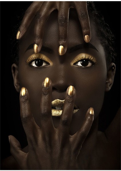 Kaymaz Dot Taban Yıkanabilir Dijital Baskı Afrika Yüz Desenli Salon Halısı 80 x 100