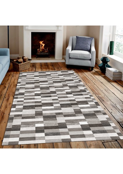 Kaymaz Dot Taban Yıkanabilir Dijital Baskı Modern Parke Desenli Salon Halısı 80 x 100
