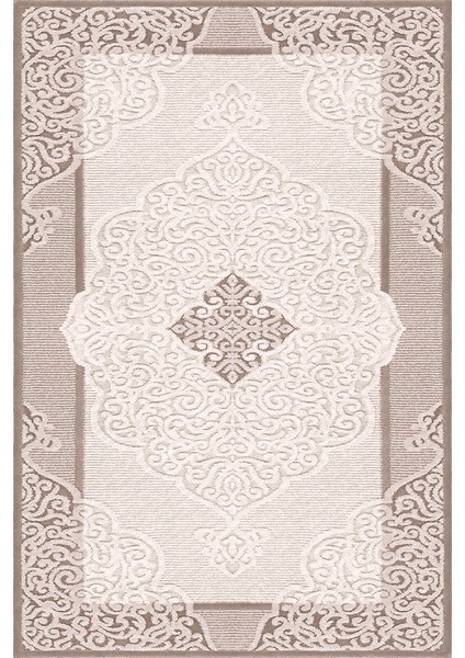 Kaymaz Dot Taban Yıkanabilir Dijital Baskı Osmanlı Kabartma Eskitme Desenli Salon Halısı 80 x 100