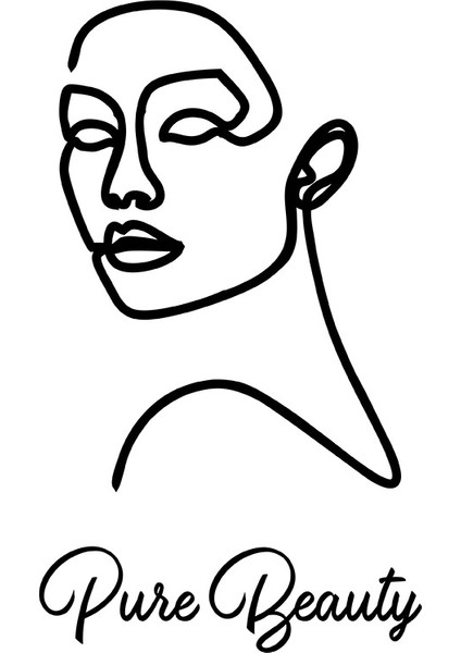 - El Yazısı Puse Beauty ve Kadın Duvar Yazısı Sticker 60X35CM - Siyah
