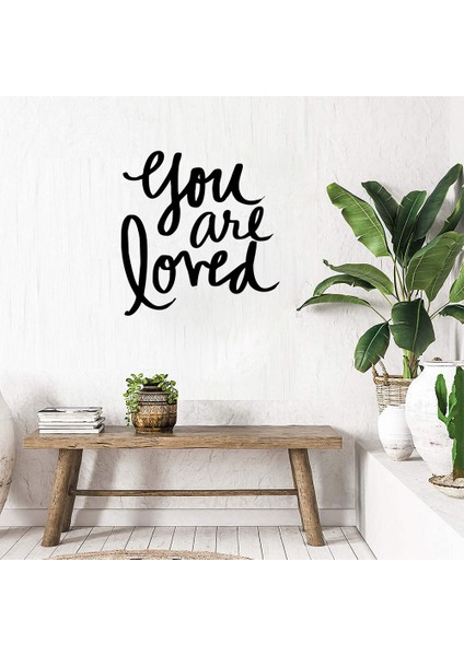 - El Yazısı ile Yazılmış You Are Loved Yazısı Sticker 60X57CM - Siyah