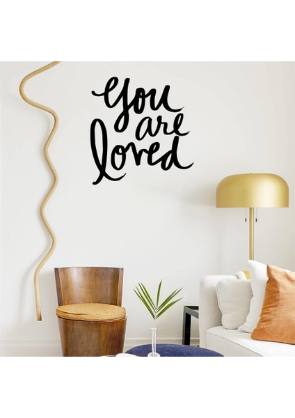 - El Yazısı ile Yazılmış You Are Loved Yazısı Sticker 60X57CM - Siyah