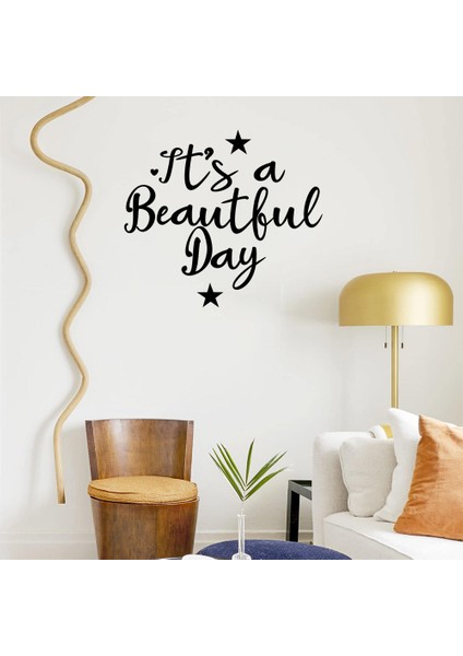 - El Yazısı Ile Yazılmış It's A Beautıful Day Yazısı Sticker 60X53CM - Siyah fiyatları