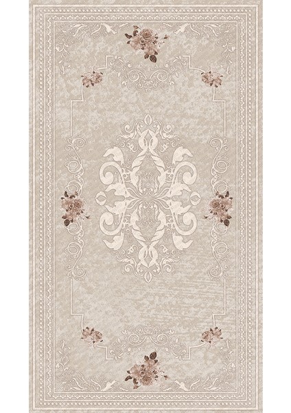 Kaymaz Dot Taban Yıkanabilir Dijital Baskı Vektörel Kabartma Eskitme Desenli Salon Halısı 80 x 200
