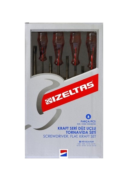 Izeltaş Kraft Düz Tornavida Takımı 8li - 4100008108