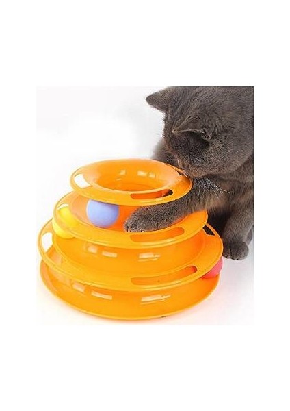 Üç Katlı Kedi Oyuncağı Toplu ve Yuvarlak Eğlenceli Kedi Oyuncağı