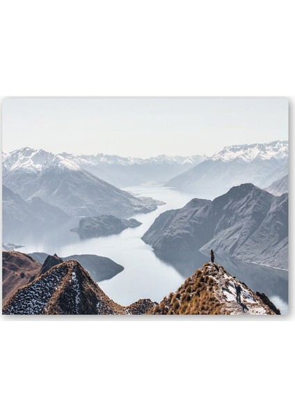 Ahşap Tablo Muhteşem Göl ve Dağ Manzarası