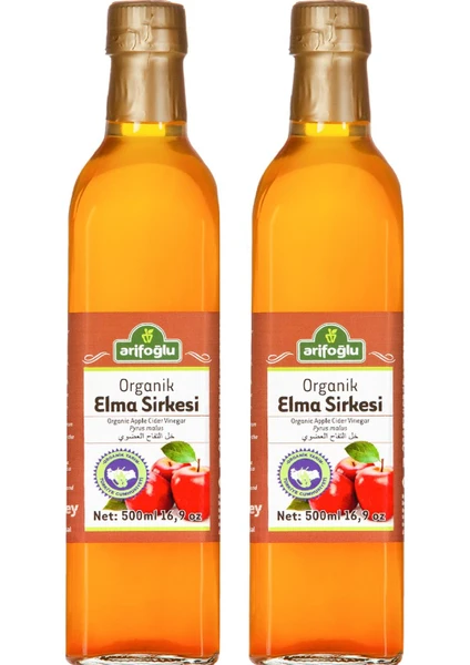 Organik Elma Sirkesi 500 ml + 500ml 2 Li Set