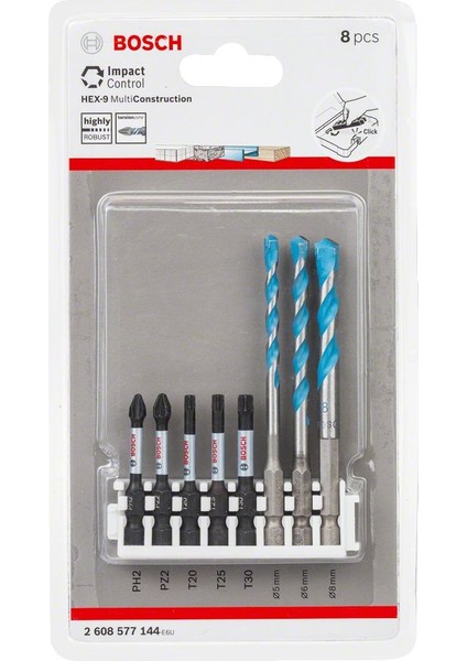 - Impact Control Serisi Hex-9 Mc/power Bit Karışık 8'li Set