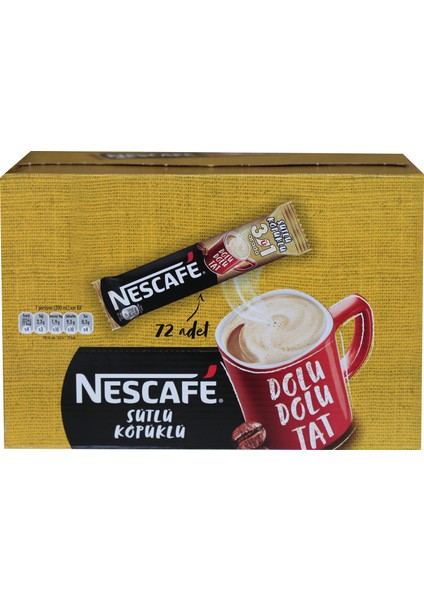 Nescafe 3'ü1 Arada Sütlü Köpüklü 72'li 17,4gr