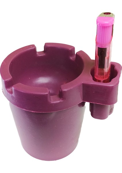 Bordo Kokusuz Küllük Dumansız Sigara Küllüğü + Çakmak Bölmeli