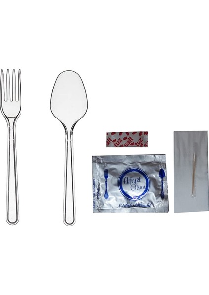 Plastik Çatal+Kaşık Lüx Set (Yemek Seti) 50 Li