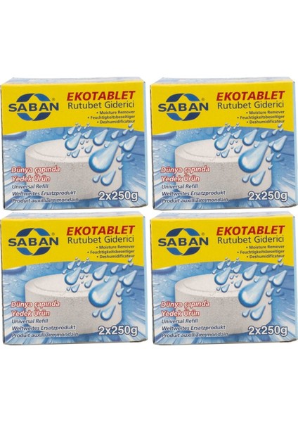 Saban nem Alıcılı ve Rutubet Giderici Yedek Tablet 2X250 gr Naturel 4'lü Paket