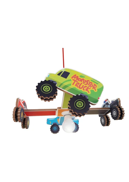 Ahşap Monster Cars Çocuk Odası Aydınlatma