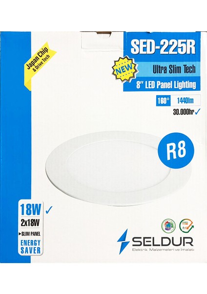 18W Ultra Slim Sıva Altı LED Panel 3000K