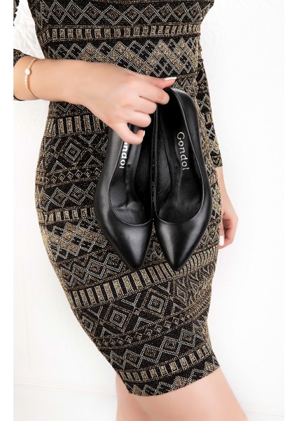 Hakiki Deri Orta Boy Topuk Stiletto-Vdt.23