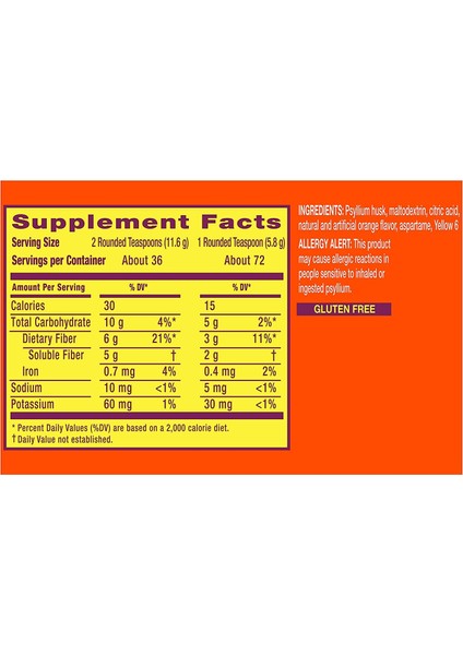 Metamucil Fiber, 4-In-1 Orange Sugarfree Powder Şekersiz Portakal Tozu 425GR modelleri