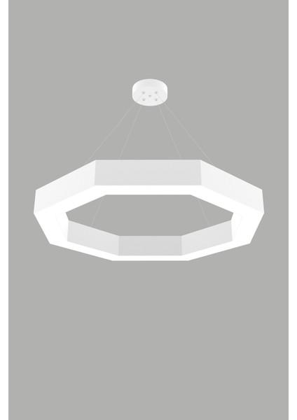 Hegza Lighting Octagon (Beyaz Kasa) Ledli Modern Avize