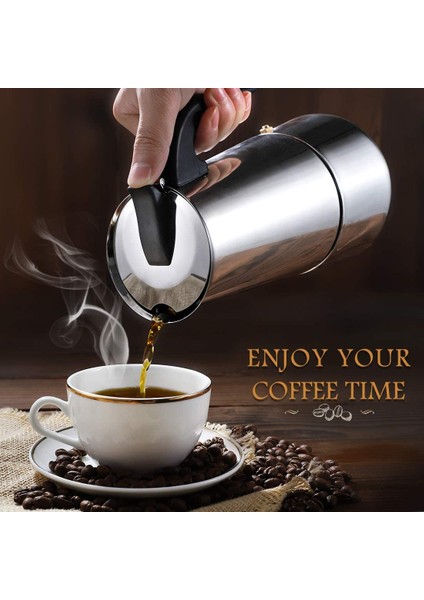 Paslanmaz Çelik Ocak Üstü 9 Cup Fincan Moka Pot Espresso CIN285-9
