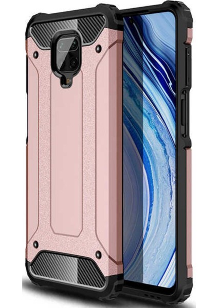 Xiaomi Redmi Note 9 Pro Kapak Çift Katmanlı Zırh Tank Kılıf - Rose Gold