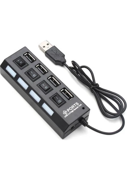 4 Port USB 2.0 Çoklayıcı Çoğaltıcı Hub Anahtarlı Işıklı On Off