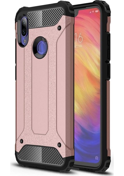 Xiaomi Redmi Note 7 Kapak Çift Katmanlı Zırh Tank Kılıf - Rose Gold