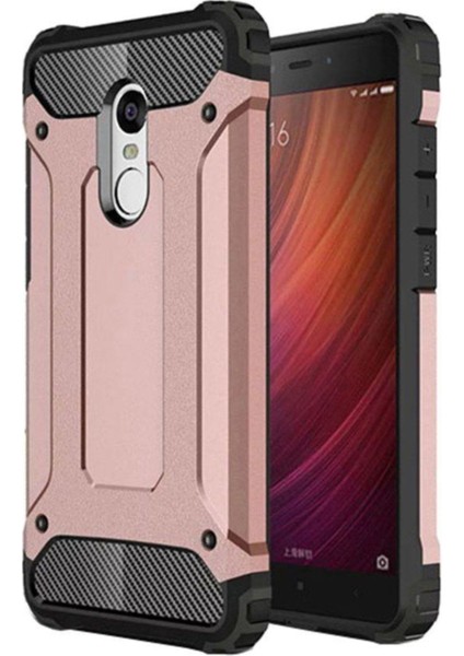 Xiaomi Redmi Note 4 Kapak Çift Katmanlı Zırh Tank Kılıf - Rose Gold