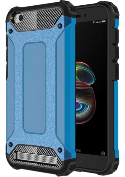 Xiaomi Redmi 5A Kapak Çift Katmanlı Zırh Tank Kılıf - Mavi