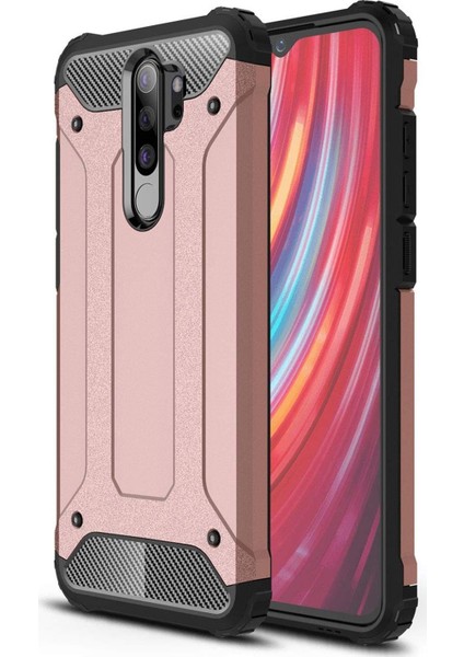 Xiaomi Note 8 Pro Kapak Çift Katmanlı Zırh Tank Kılıf - Rose Gold