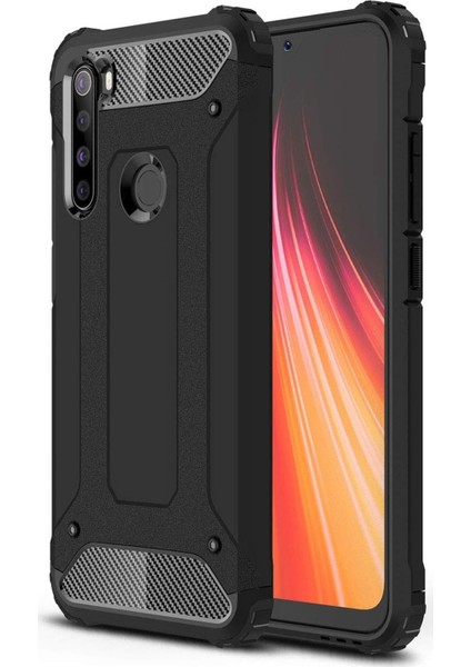 Xiaomi Note 8 Kapak Çift Katmanlı Zırh Tank Kılıf - Siyah