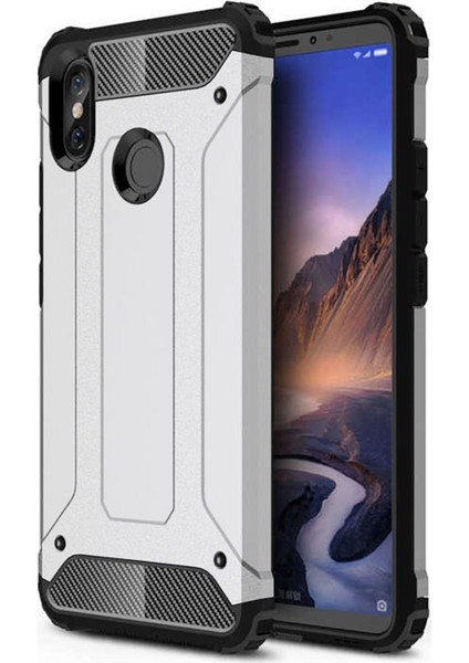 Xiaomi Mi Max 3 Kapak Çift Katmanlı Zırh Tank Kılıf - Gri
