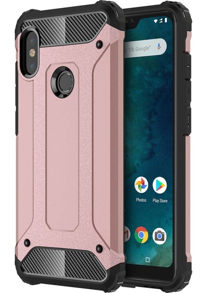 Xiaomi Mi A2 Lite Kapak Çift Katmanlı Zırh Tank Kılıf - Rose Gold