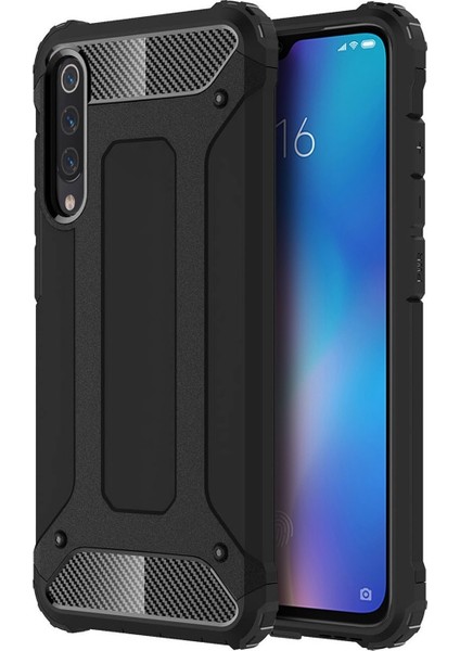 Xiaomi Mi 9 Kapak Çift Katmanlı Zırh Tank Kılıf - Siyah