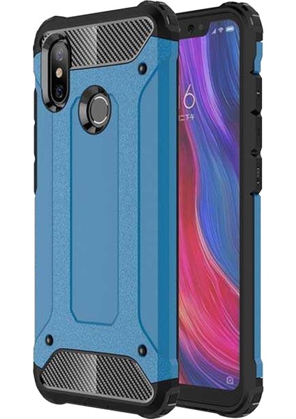 Xiaomi Mi 8 Se Kapak Çift Katmanlı Zırh Tank Kılıf - Mavi