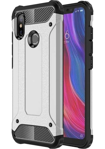 Xiaomi Mi 8 Se Kapak Çift Katmanlı Zırh Tank Kılıf - Gri