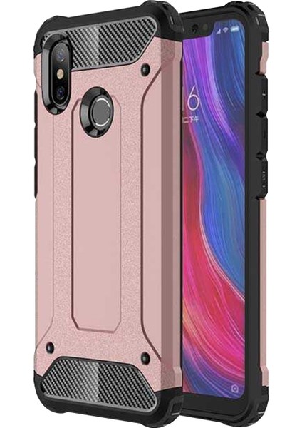 Xiaomi Mi 8 Kapak Çift Katmanlı Zırh Tank Kılıf - Rose Gold