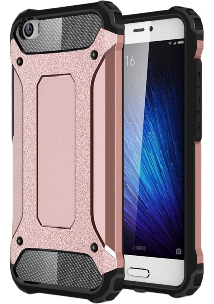 Xiaomi Mi 5 Kapak Çift Katmanlı Zırh Tank Kılıf - Rose Gold