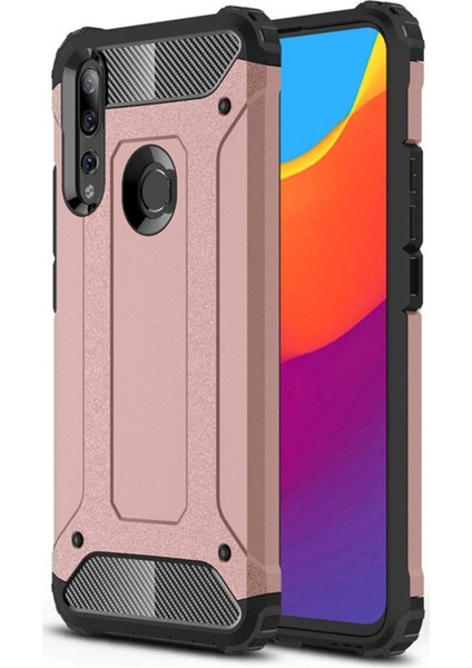 Huawei Y9 Prime 2019 Kapak Çift Katmanlı Zırh Tank Kılıf - Rose Gold