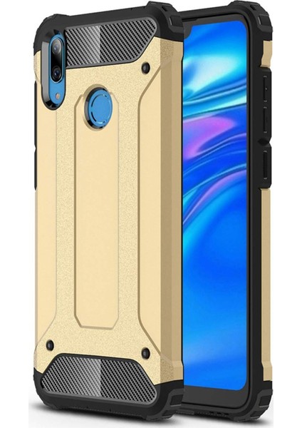 Huawei Y7 Prime 2019 Kapak Çift Katmanlı Zırh Tank Kılıf - Gold