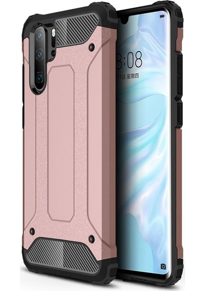 Huawei P30 Pro Kapak Çift Katmanlı Zırh Tank Kılıf - Rose Gold