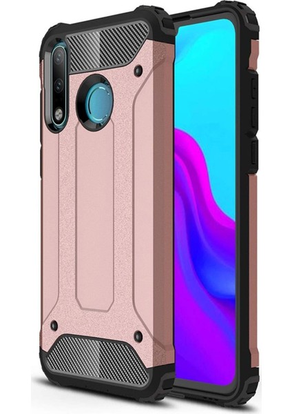 Huawei P30 Lite Kapak Çift Katmanlı Zırh Tank Kılıf - Rose Gold