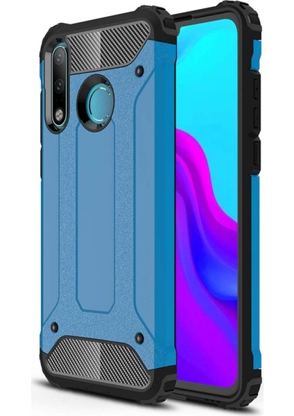 Huawei P30 Lite Kapak Çift Katmanlı Zırh Tank Kılıf - Mavi
