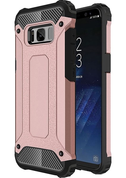 Samsung Galaxy S8 Plus Kapak Çift Katmanlı Zırh Tank Kılıf - Rose Gold