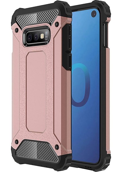 Samsung Galaxy S10E Kapak Çift Katmanlı Zırh Tank Kılıf - Rose Gold