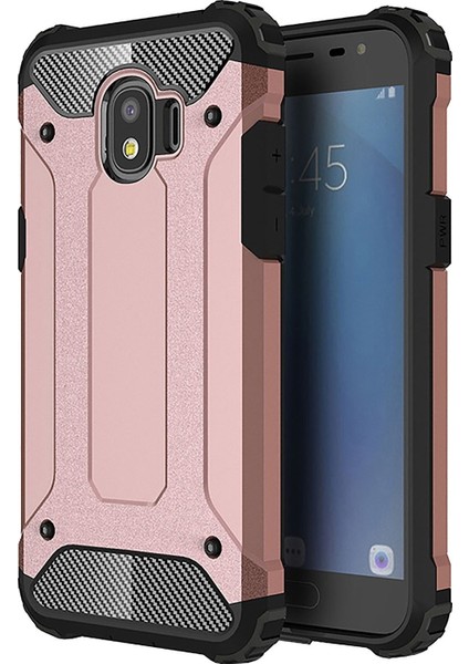 Samsung Galaxy J2 Pro 2018 Kapak Çift Katmanlı Zırh Tank Kılıf - Rose Gold