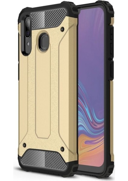 Samsung Galaxy A30 Kapak Çift Katmanlı Zırh Tank Kılıf - Gold