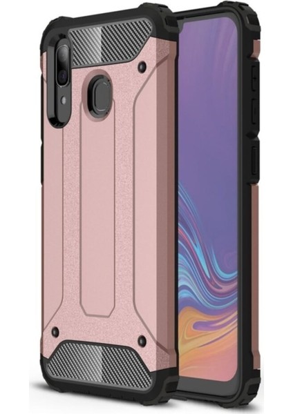 Samsung Galaxy A30 Kapak Çift Katmanlı Zırh Tank Kılıf - Rose Gold