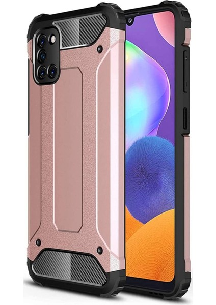 Oppo A72 Kapak Çift Katmanlı Zırh Tank Kılıf - Rose Gold